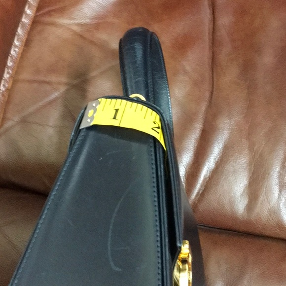 Authentic Salvatore Ferragamo Kelly Bag in Navy blue with gold hard ware - Picture 9 of 9